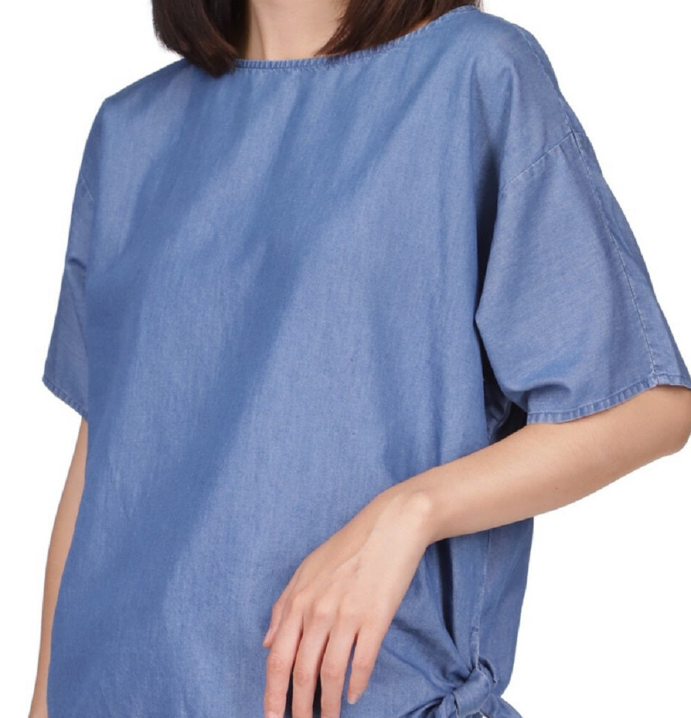 Michael Kors Top Feminino com Amarração Lateral Azul Tamanho Pequeno Extra Pequeno