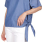 Michael Kors Top Feminino com Amarração Lateral Azul Tamanho Pequeno Extra Pequeno