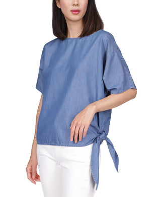 Michael Kors Top Feminino com Amarração Lateral Azul Tamanho Pequeno Extra Pequeno