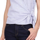 Blusa envolvente de manga curta feminina Michael Kors, azul, tamanho pequeno grande