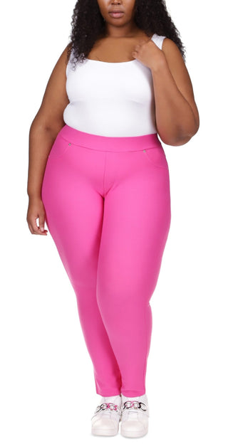 Leggings femininas Michael Kors de sarja elástica rosa tamanho 3X