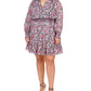 Vestido feminino com babados e estampa floral Julia Michael Kors, rosa