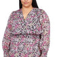 Vestido feminino com babados e estampa floral Julia Michael Kors, rosa