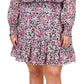 Vestido feminino com babados e estampa floral Julia Michael Kors, rosa