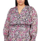 Vestido feminino com babados e estampa floral Julia Michael Kors, rosa