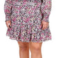 Vestido feminino com babados e estampa floral Julia Michael Kors, rosa
