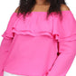 Blusa camponesa com babados e ombros de fora, Michael Kors, feminina, rosa, tamanho 2X