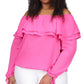 Blusa camponesa com babados e ombros de fora, Michael Kors, feminina, rosa, tamanho 2X