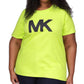 Camiseta feminina Michael Kors com logotipo MK, verde, tamanho 1X