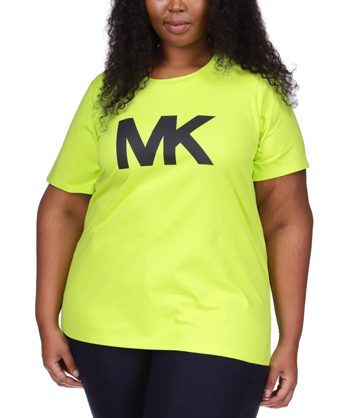 Camiseta feminina Michael Kors com logotipo MK, verde, tamanho 1X