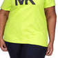 Camiseta feminina Michael Kors com logotipo MK, verde, tamanho 1X