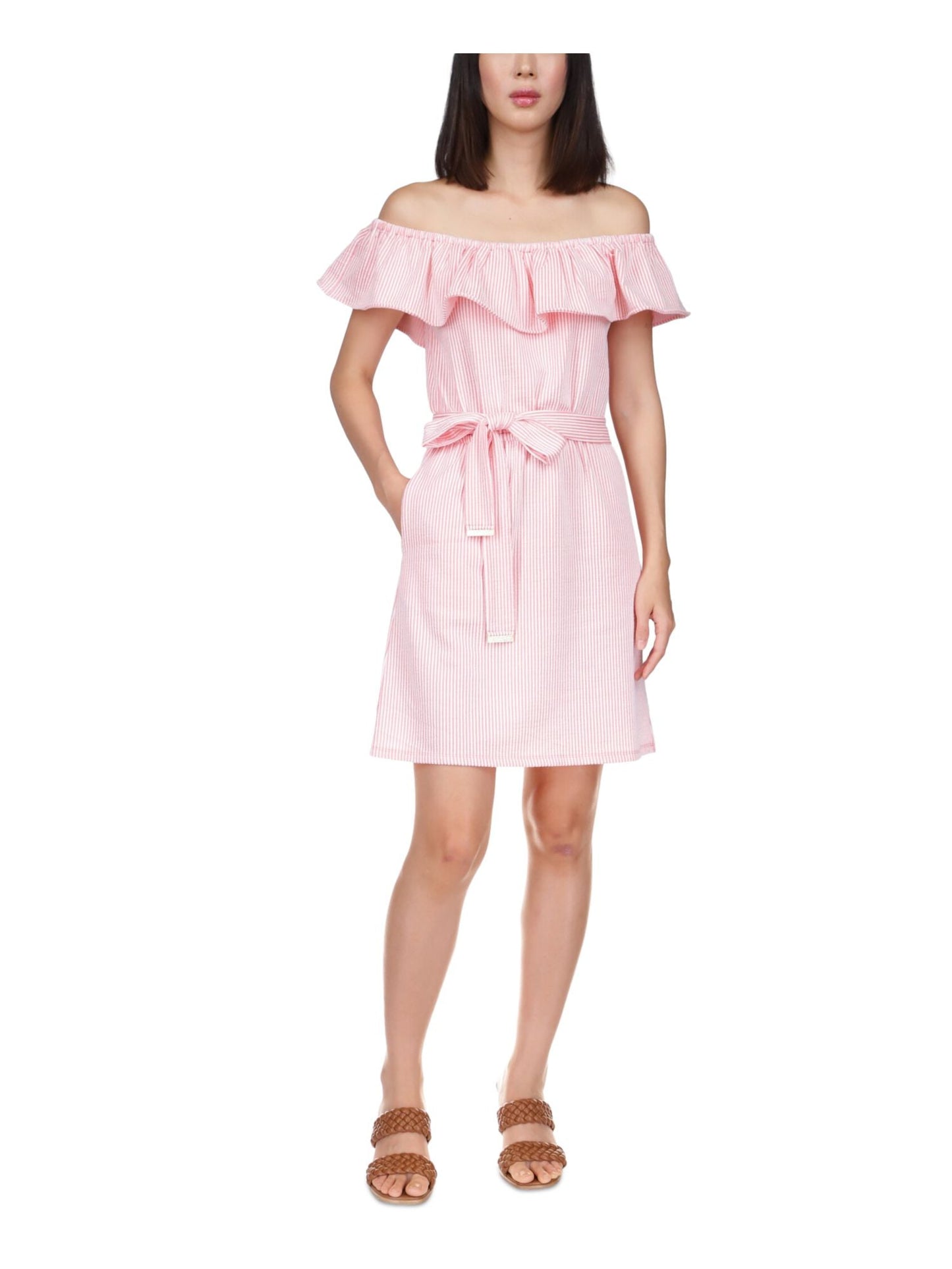 Vestido curto com cinto feminino Michael Kors rosa tamanho pequeno