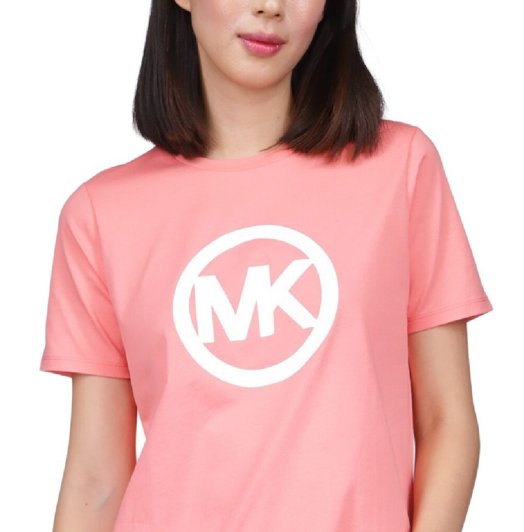 Camiseta feminina Michael Kors com logotipo de algodão, laranja, tamanho X-S