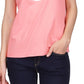 Camiseta feminina Michael Kors com logotipo de algodão, laranja, tamanho X-S