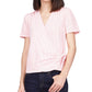 Blusa envolvente de manga curta feminina Michael Kors, rosa, tamanho extragrande