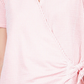 Blusa envolvente de manga curta feminina Michael Kors, rosa, tamanho extragrande