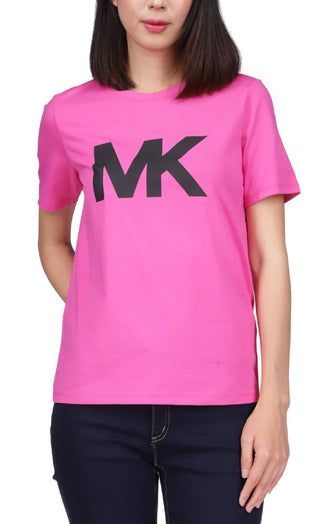 Camiseta feminina Michael Kors com logotipo de algodão, rosa, tamanho pequeno e pequeno