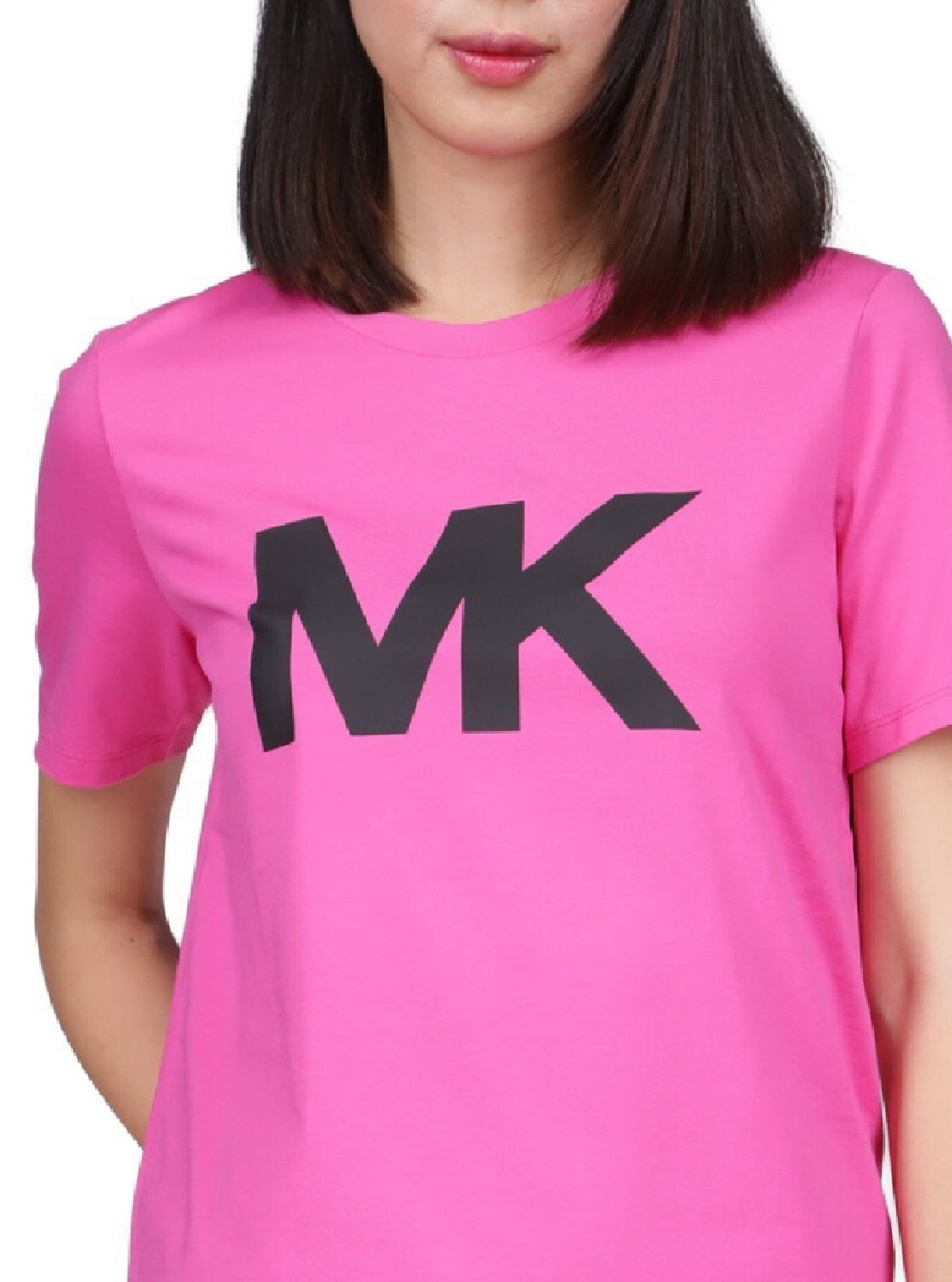 Camiseta feminina Michael Kors com logotipo de algodão, rosa, tamanho pequeno e pequeno