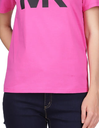 Camiseta feminina Michael Kors com logotipo de algodão, rosa, tamanho pequeno e pequeno