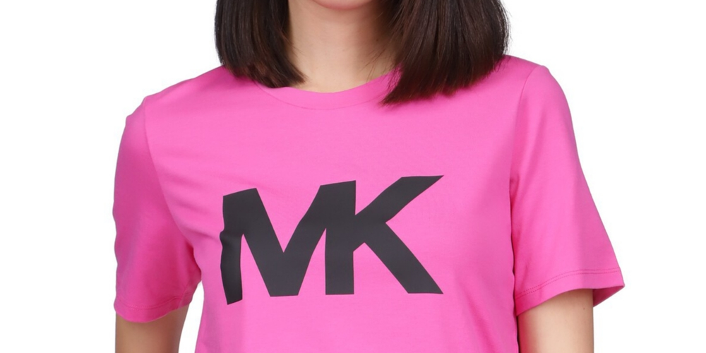 Camiseta feminina Michael Kors com logotipo de algodão, rosa, tamanho pequeno médio