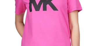 Camiseta feminina Michael Kors com logotipo de algodão, rosa, tamanho pequeno médio