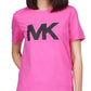 Camiseta feminina Michael Kors com logotipo de algodão, rosa, tamanho pequeno grande