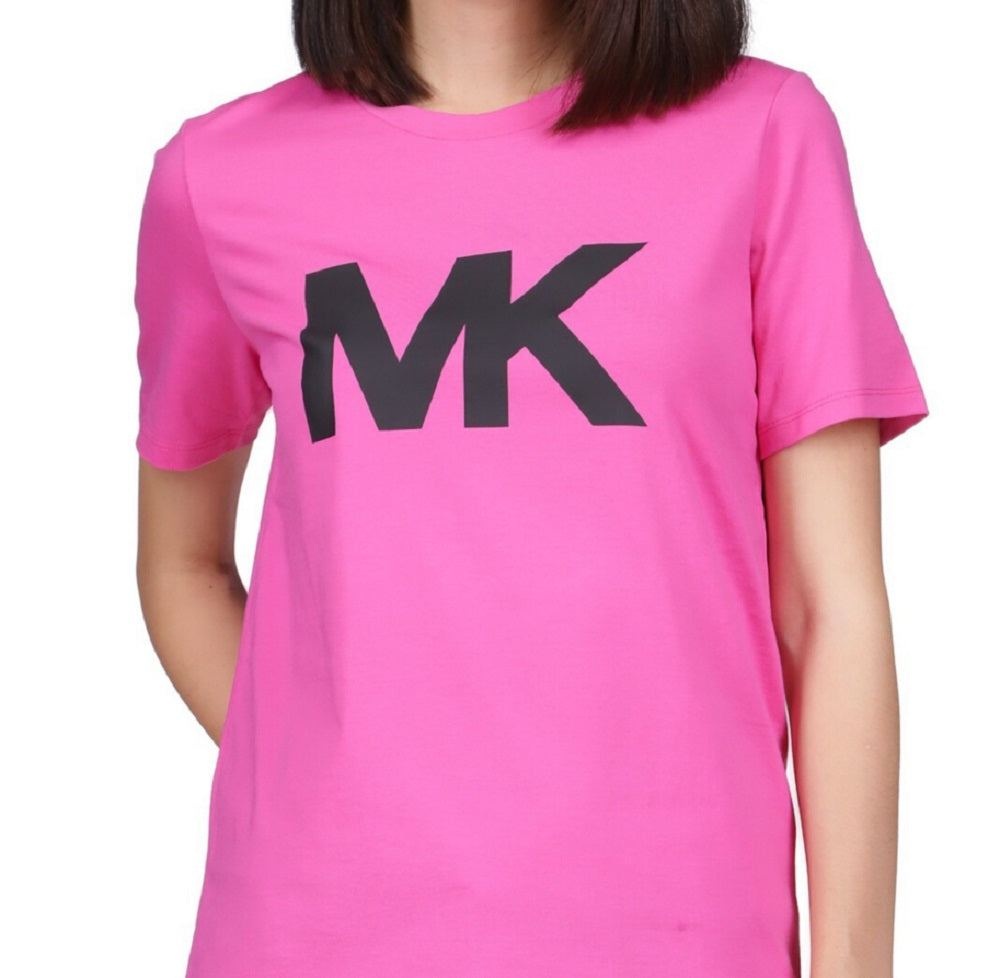 Camiseta feminina Michael Kors com logotipo de algodão, rosa, tamanho pequeno grande