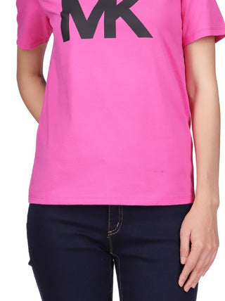 Camiseta feminina Michael Kors com logotipo de algodão, rosa, tamanho pequeno grande