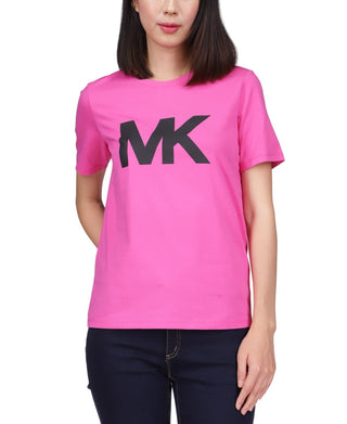 Camiseta feminina Michael Kors com logotipo de algodão, rosa, tamanho pequeno grande