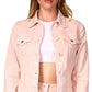Jaqueta jeans feminina estilo trucker Michael Kors, rosa, tamanho extragrande