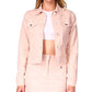 Jaqueta jeans feminina estilo trucker Michael Kors, rosa, tamanho extragrande