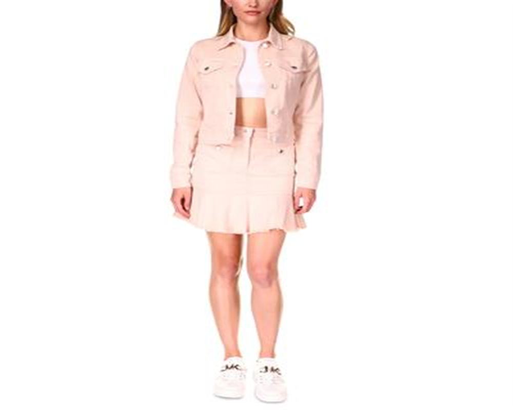 Jaqueta jeans feminina estilo trucker Michael Kors, rosa, tamanho extragrande