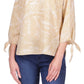 Blusa feminina Michael Kors com estampa e punho amarração, marrom, tamanho grande