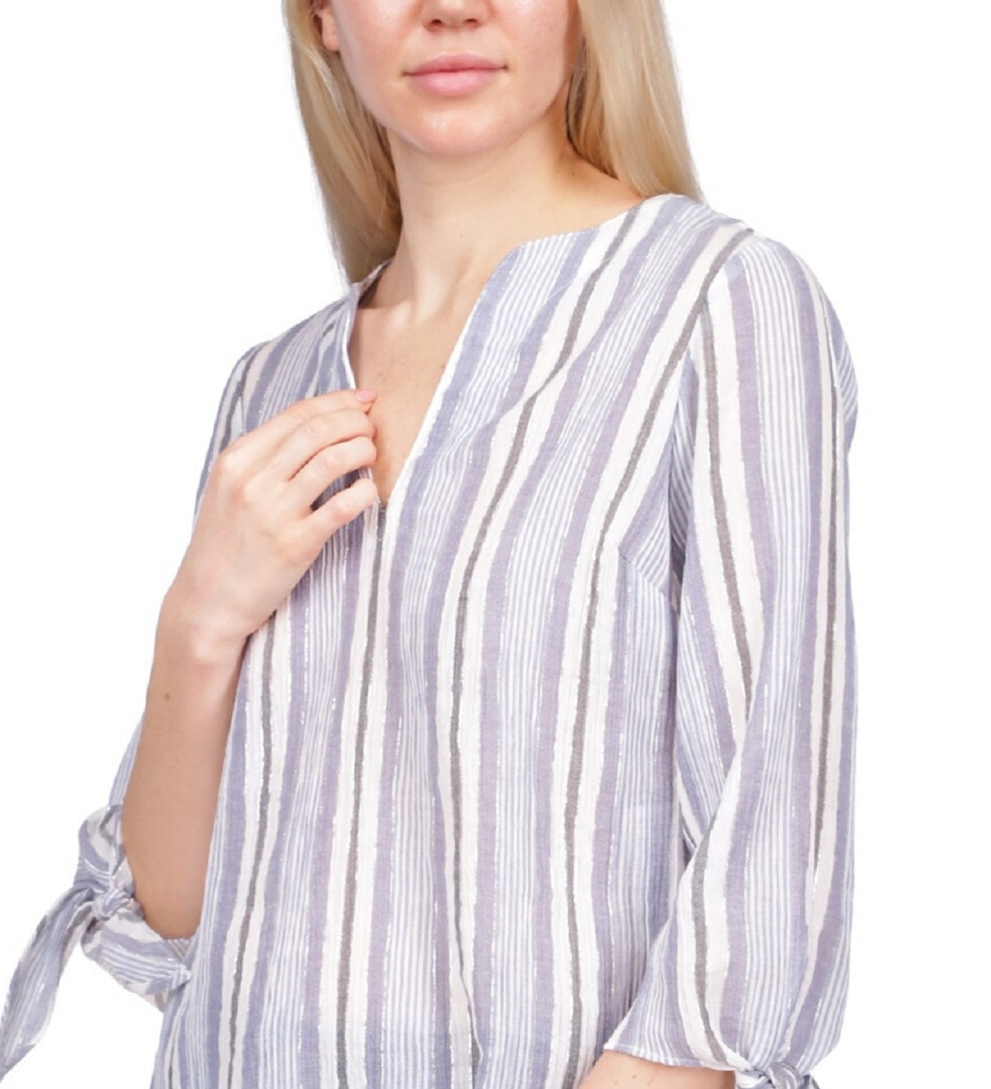 Blusa listrada feminina Michael Kors, azul, tamanho médio