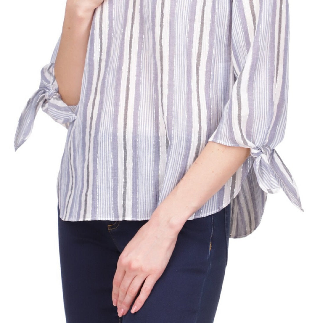 Blusa listrada feminina Michael Kors, azul, tamanho médio