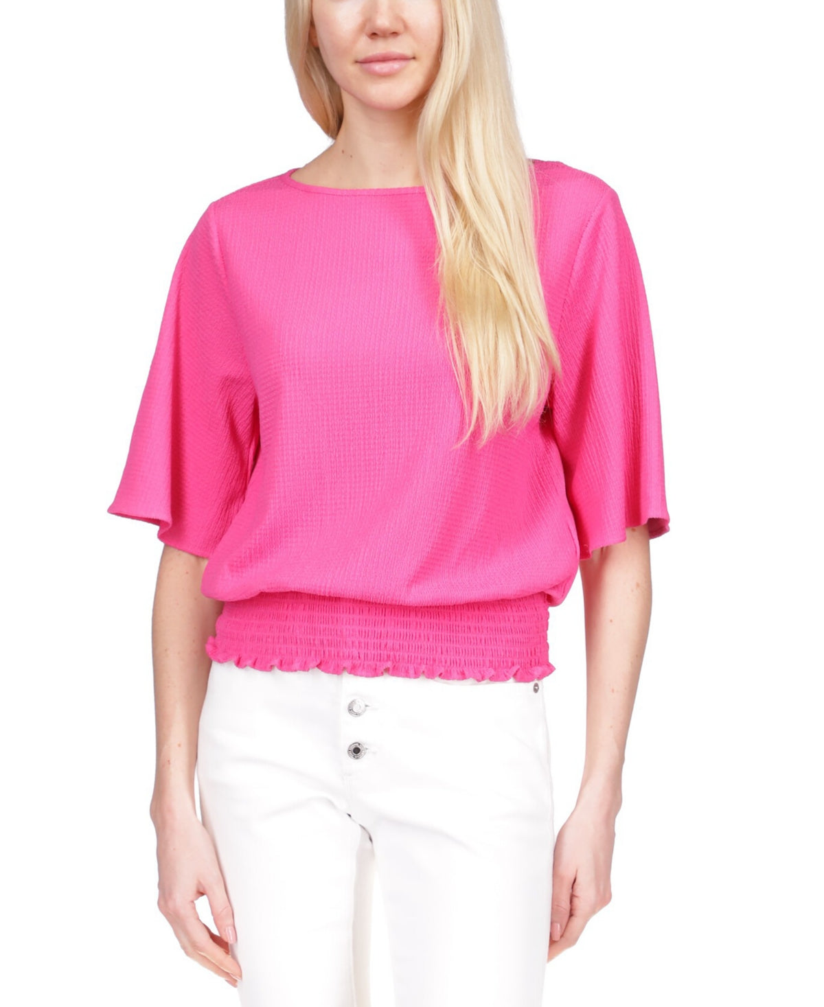 Blusa Michael Kors Feminina com Bainha Smocked Rosa Tamanho X-G