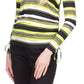 Blusa listrada com manga franzida feminina Michael Kors, verde, tamanho médio