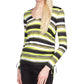 Blusa listrada com manga franzida feminina Michael Kors, verde, tamanho médio