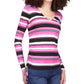 Blusa feminina Michael Kors listrada com manga franzida rosa tamanho pequeno
