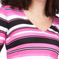 Blusa feminina Michael Kors listrada com manga franzida rosa tamanho pequeno