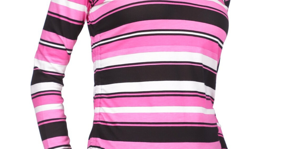 Blusa feminina Michael Kors listrada com manga franzida rosa tamanho pequeno