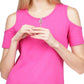 Blusa feminina Michael Kors com decote e ombro vazado, rosa, tamanho extragrande