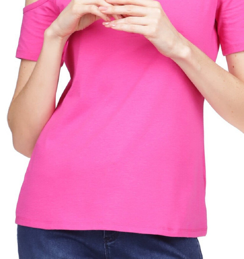 Blusa feminina Michael Kors com decote e ombro vazado, rosa, tamanho extragrande