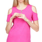 Blusa feminina Michael Kors com decote e ombro vazado, rosa, tamanho extragrande