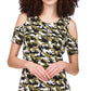 Blusa feminina Michael Kors estampada com ombros descobertos, verde, tamanho médio