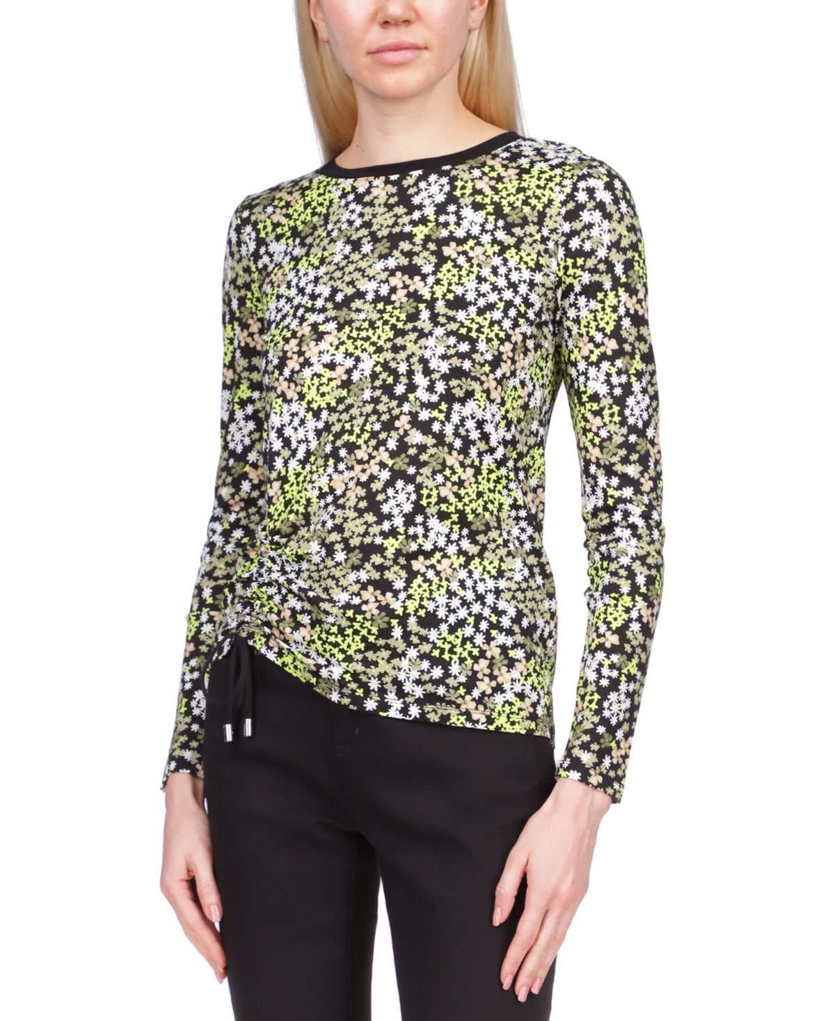 Blusa feminina Michael Kors estampada franzida verde tamanho médio