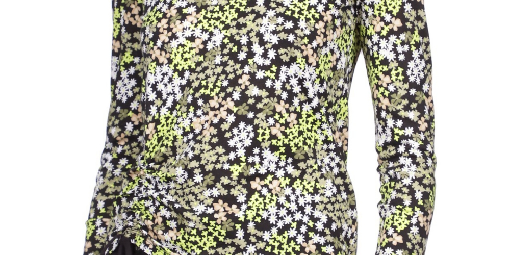 Blusa feminina Michael Kors estampada franzida verde tamanho médio