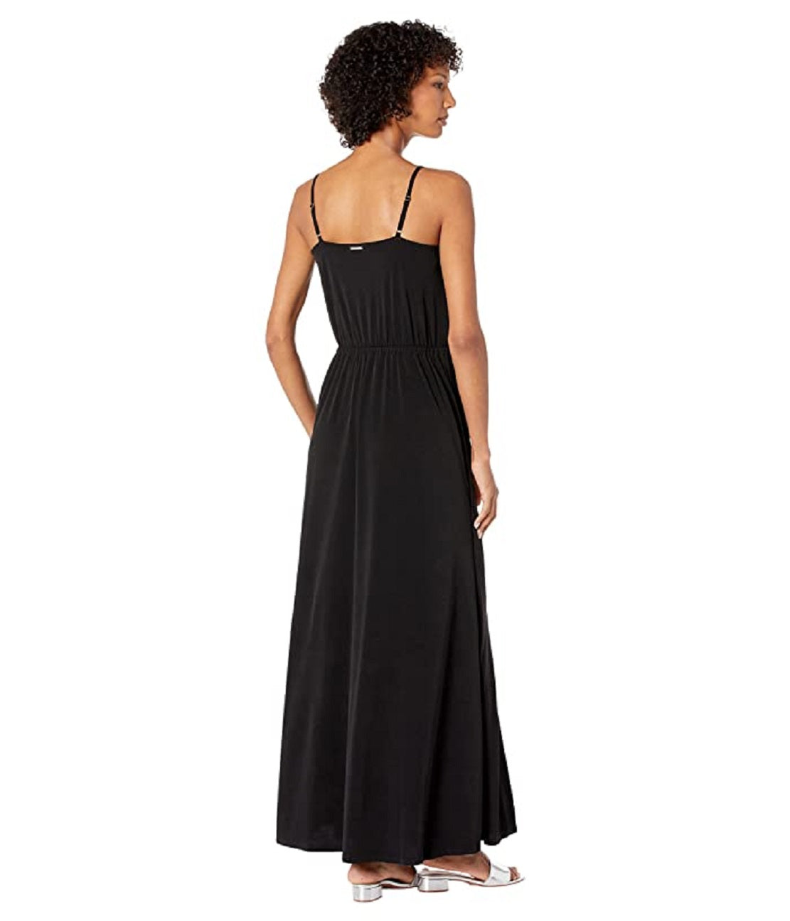 Vestido feminino Michael Kors com ilhós e detalhes em preto, tamanho extragrande