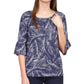 Blusa feminina Michael Kors com manga flare e alça larga, azul, tamanho pequeno