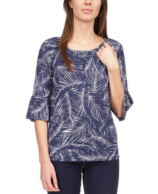 Blusa feminina Michael Kors com manga flare e alça larga, azul, tamanho pequeno